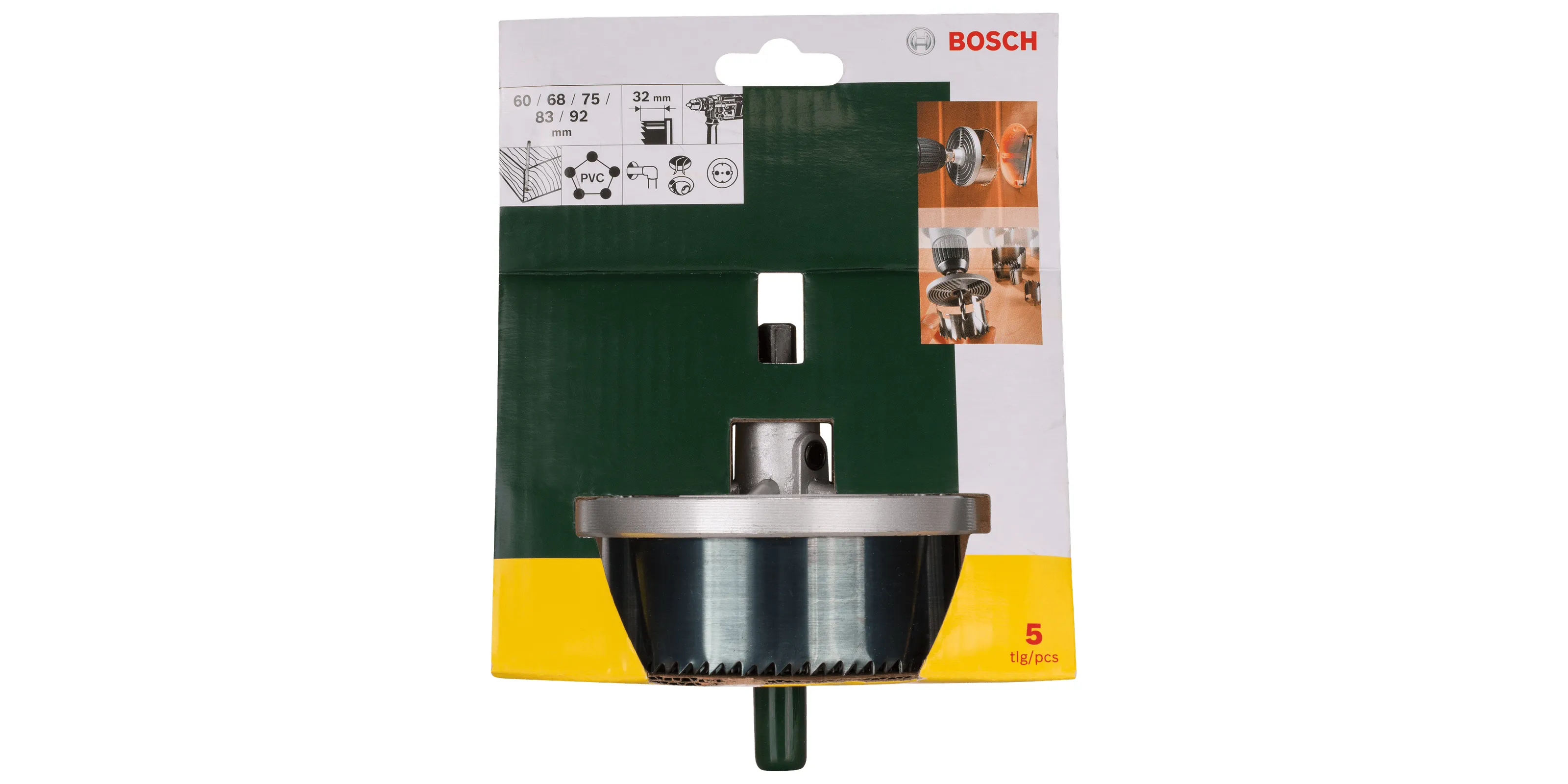 BOSCH 5-Piece Hole Saw Set, 60&ndash;92 mm