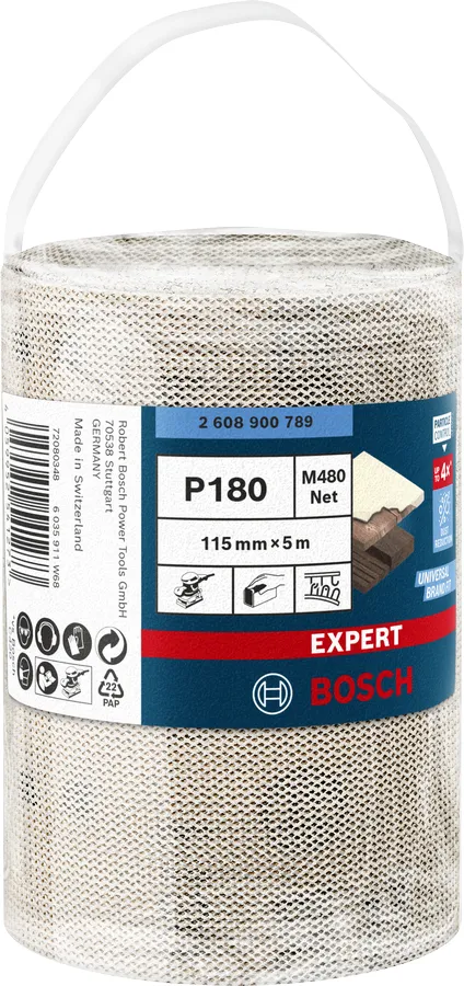 Bosch Expert M480 net sanding roll 115mm, K180, sanding sheet (5 meters)