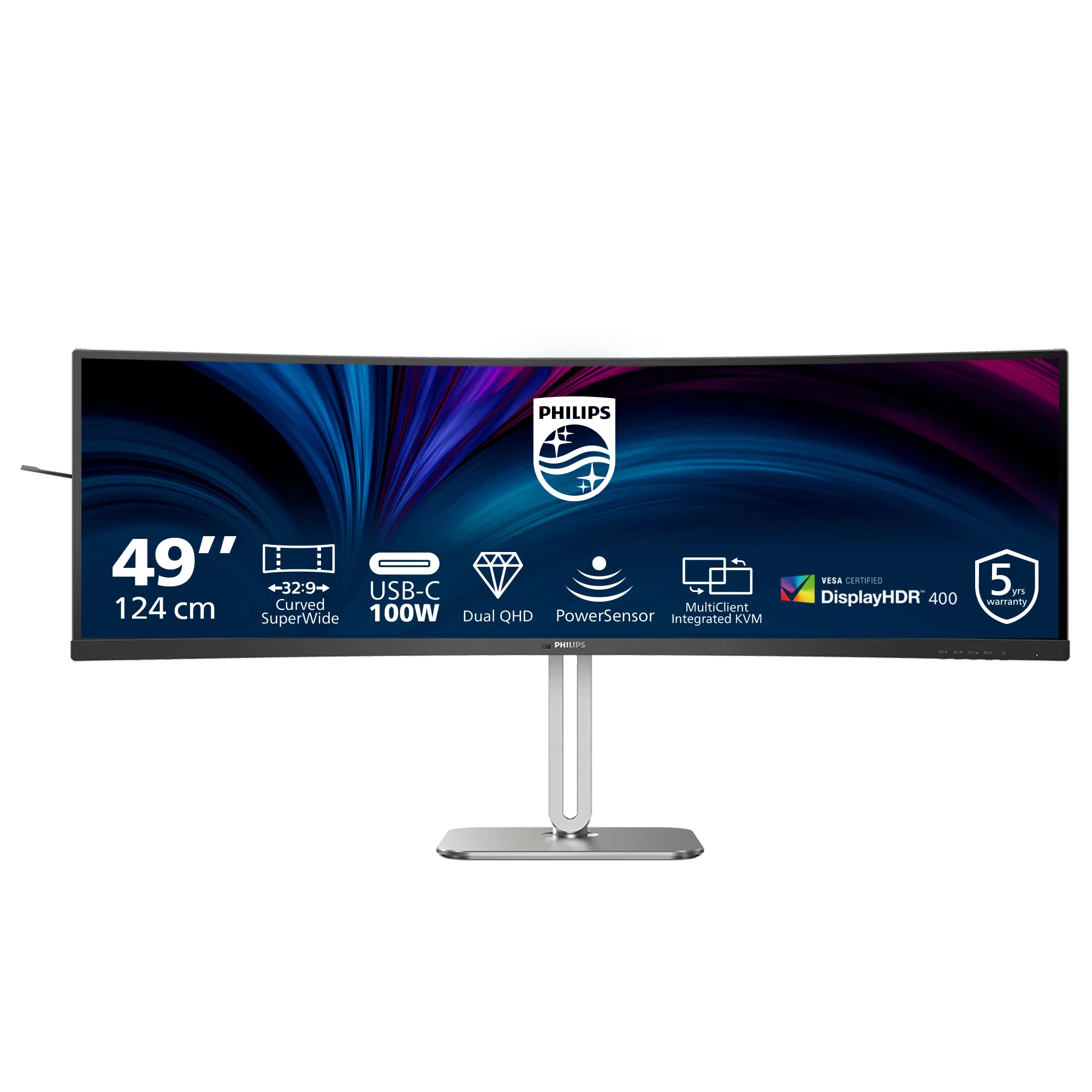 Philips 49B2U5900C 49" DQHD, VA Curved Monitor with USB-C hub