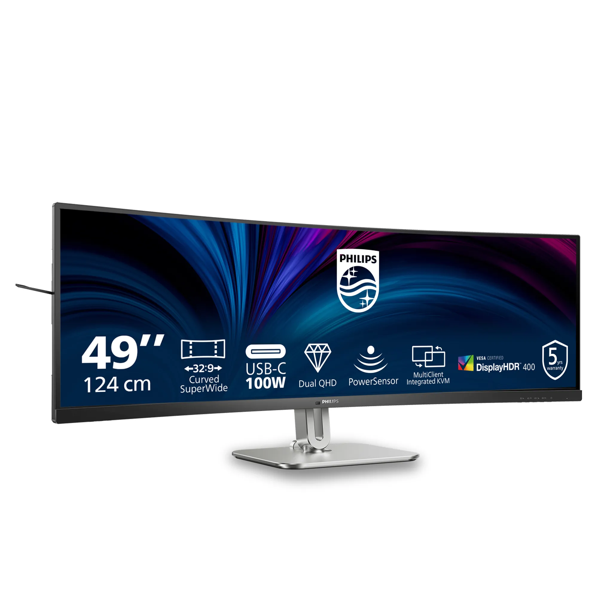 Philips 49B2U5900C 49" DQHD, VA Curved Monitor with USB-C hub