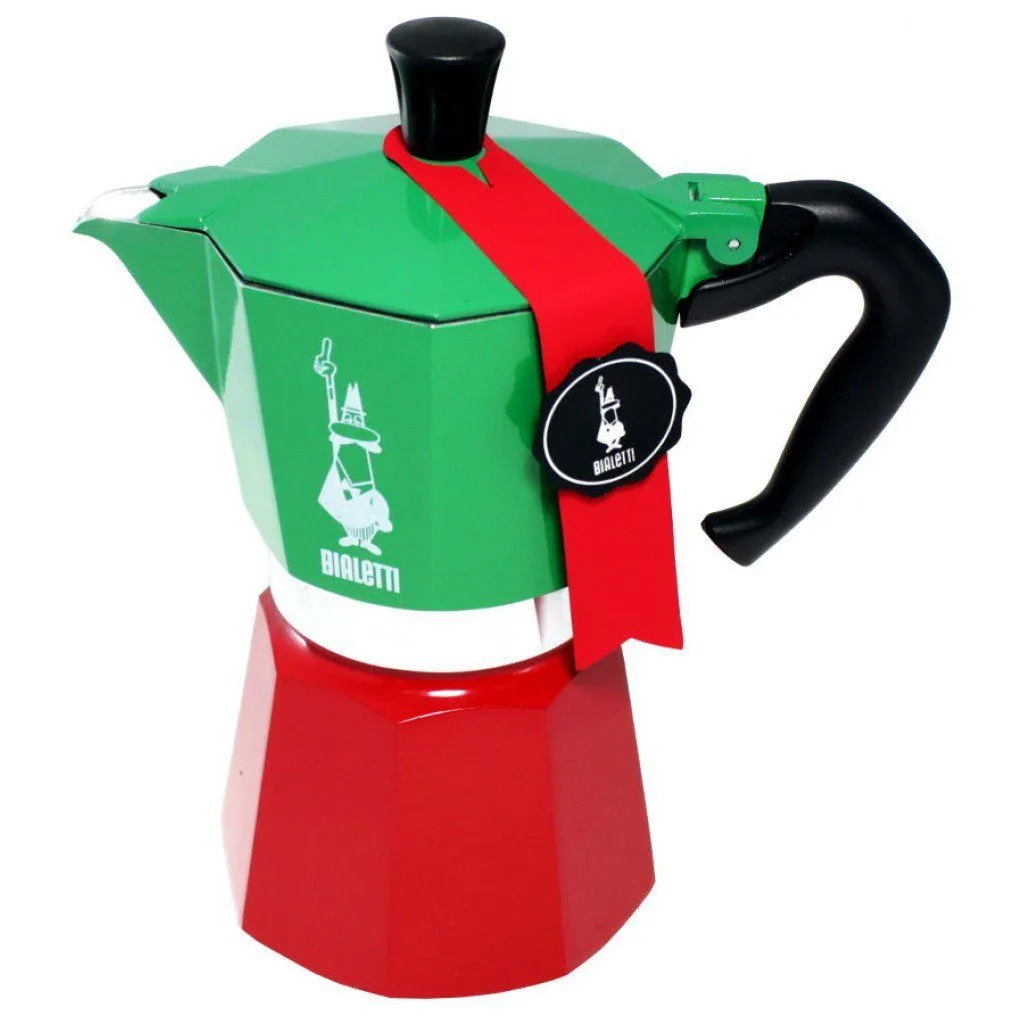Bialetti Moka Express Tricolore -espressomachie, red/green, 6 cups