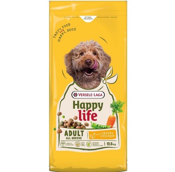 VERSELE-LAGA Happy Life Adult Chicken, Torrfoder f&ouml;r hund, 12,5 kg