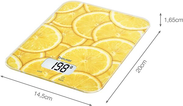 Beurer KS 19 Kitchen Scale, Lemon, 5 kg / 1 g