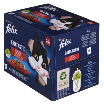 Purina Felix Fantastic Country Flavors in Jelly, Wet food for cats, Adult, 24 x 85g