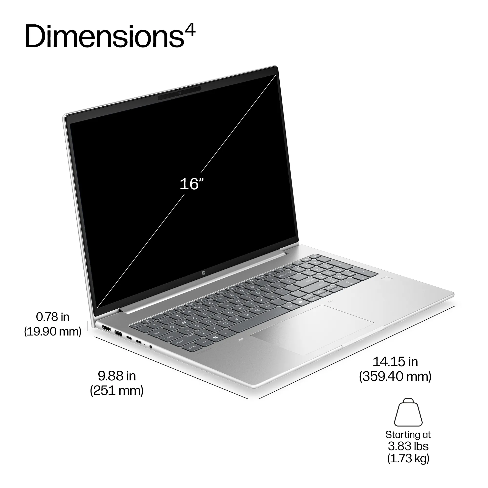 HP ProBook 4 G2a 16.0" Ryzen 7 250, 32 GB, 512 GB, Radeon 780M, Win 11 Pro - b&auml;rbar dator, silver