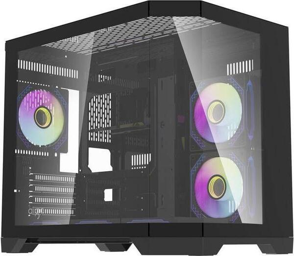 DARKFLASH FT418 Mini-Tower Case with window and RGB lighting, Black