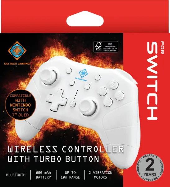Deltaco Gaming bluetooth controller, white (PC, Android, Nintendo Switch)