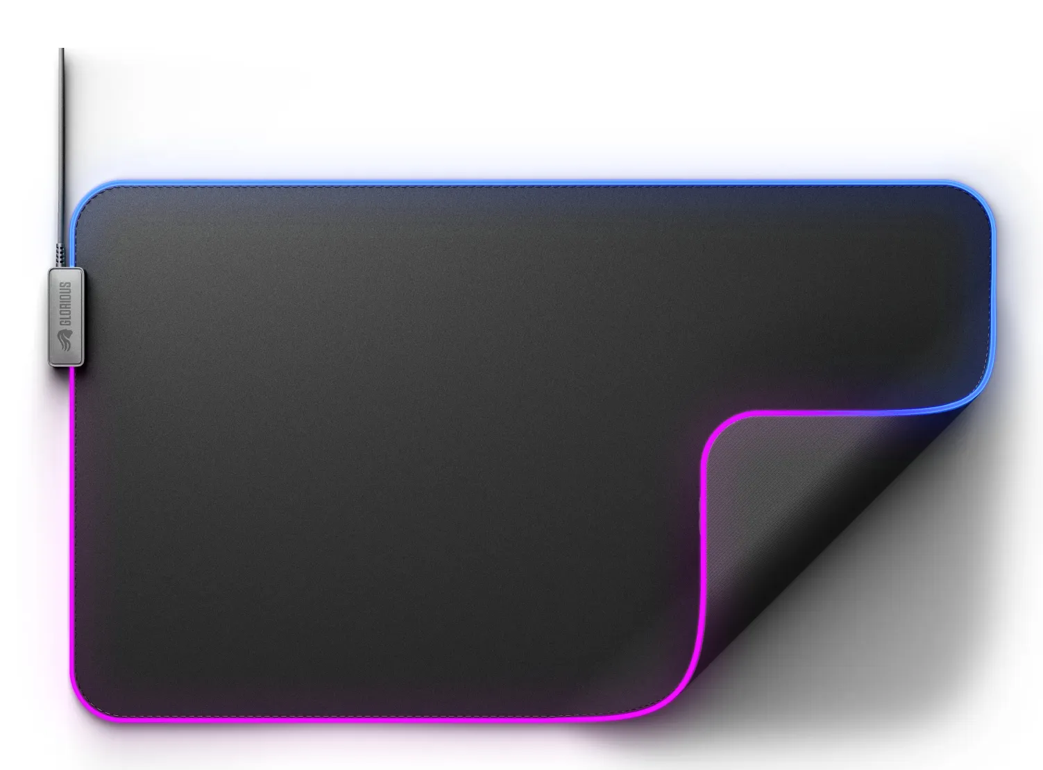 Glorious Pad 2 GLED XL Extended - gaming mousepad, Black, 61x35cm