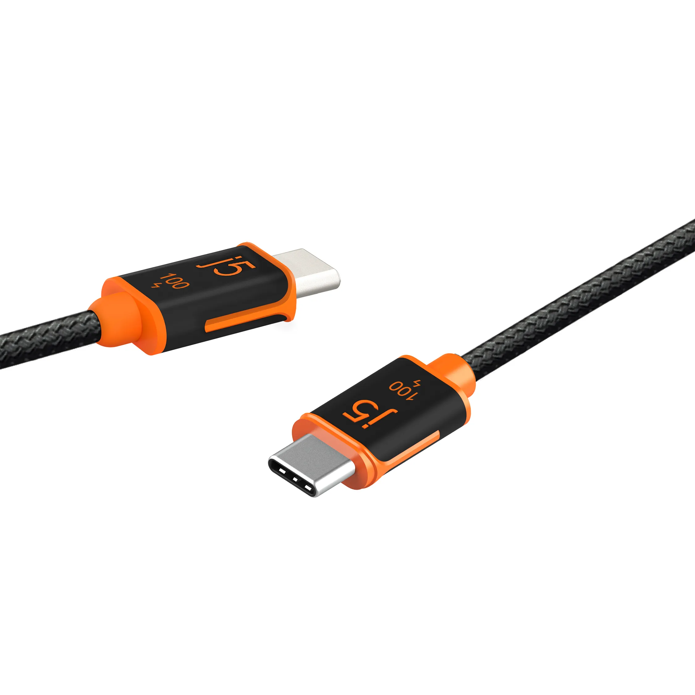 j5create JUCX25L30-N USB-C -kaapeli, 100 W, 3 m, musta, oranssi