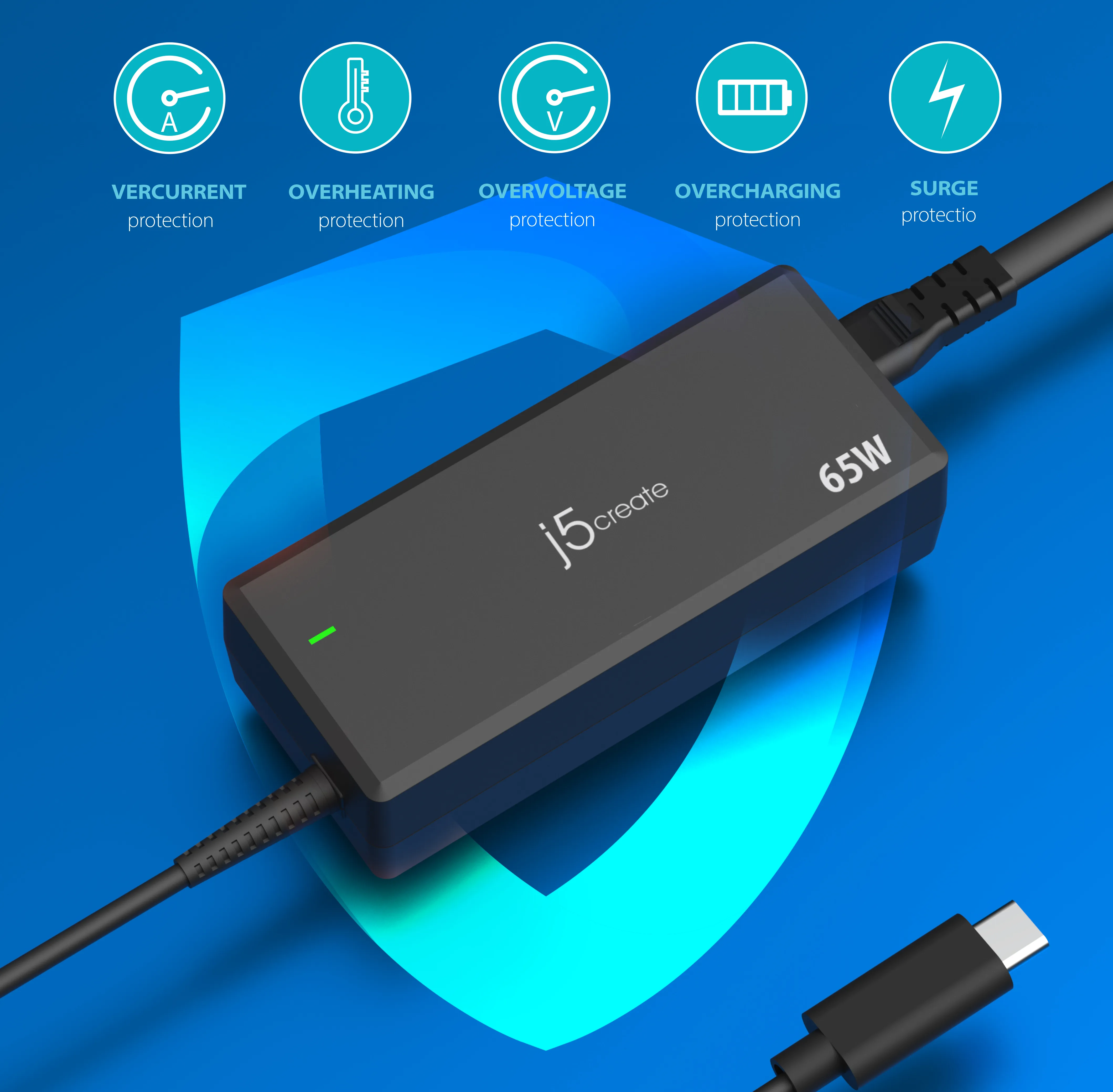 j5create JUP1265-EN - Str&ouml;madapter, Svart