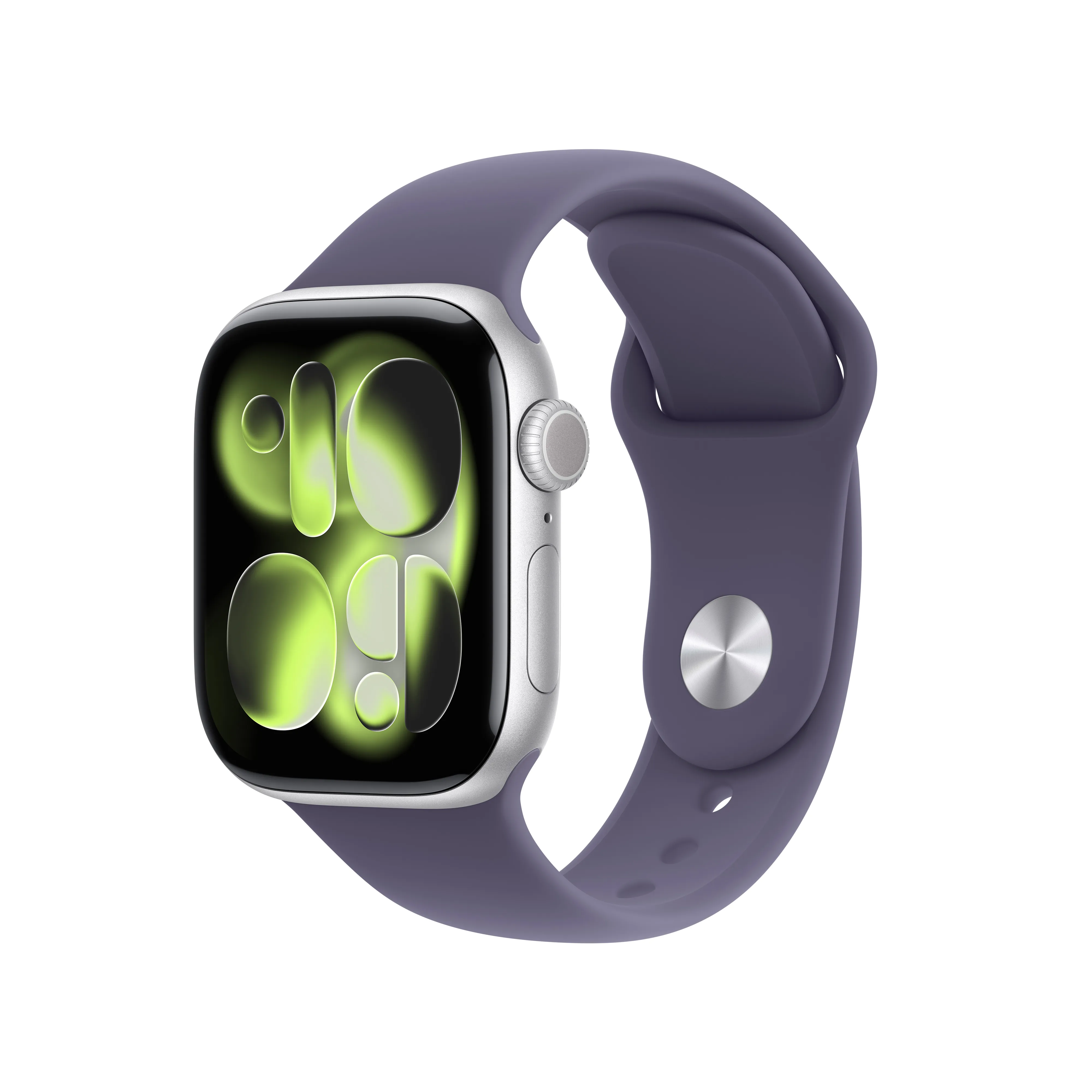 Apple Watch Series 11 (GPS) 42 mm hopea alumiinikuori ja usvanvioletti urheiluranneke, S/M