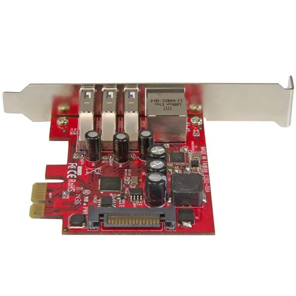 StarTech PEXUSB3S3GE 3-porttinen USB 3.2 Gen 1 + Gigabit Ethernet PCI Express -sovitinkortti