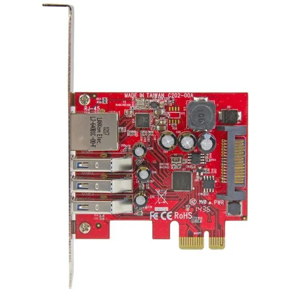 StarTech PEXUSB3S3GE 3-porttinen USB 3.2 Gen 1 + Gigabit Ethernet PCI Express -sovitinkortti
