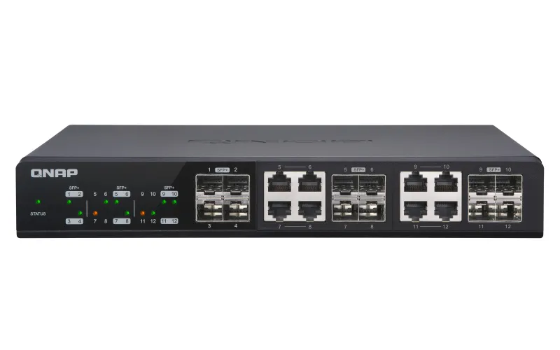 QNAP QSW-M1208-8C Switch 500MB 4 port 10GbE SFP+ 8 port 10GbE SFP+/ NBASE-T