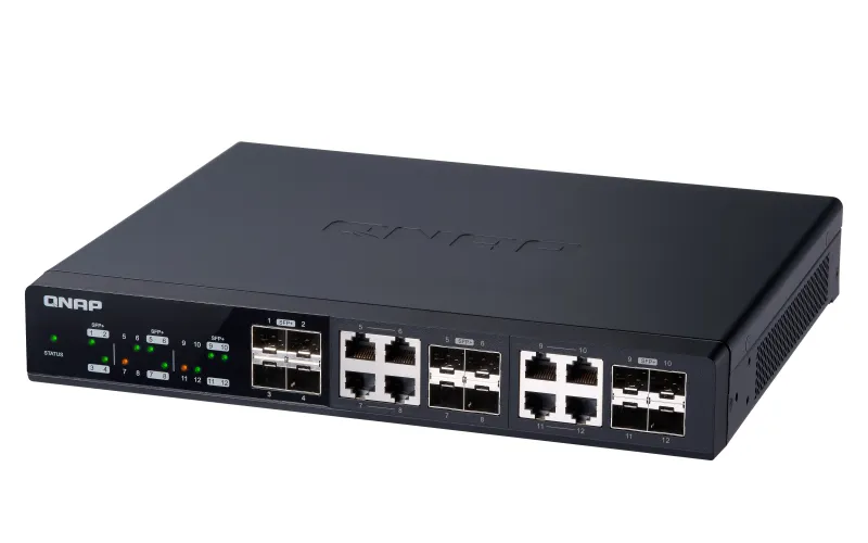 QNAP QSW-M1208-8C Switch 500MB 4 port 10GbE SFP+ 8 port 10GbE SFP+/ NBASE-T