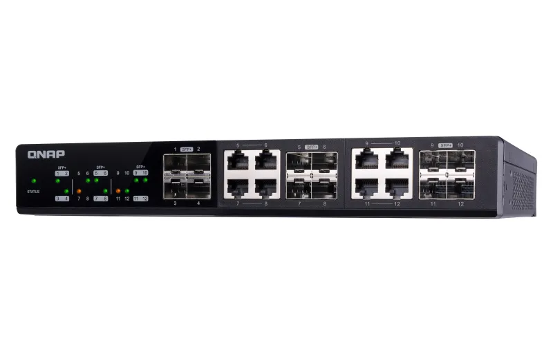 QNAP QSW-M1208-8C Switch 500MB 4 port 10GbE SFP+ 8 port 10GbE SFP+/ NBASE-T