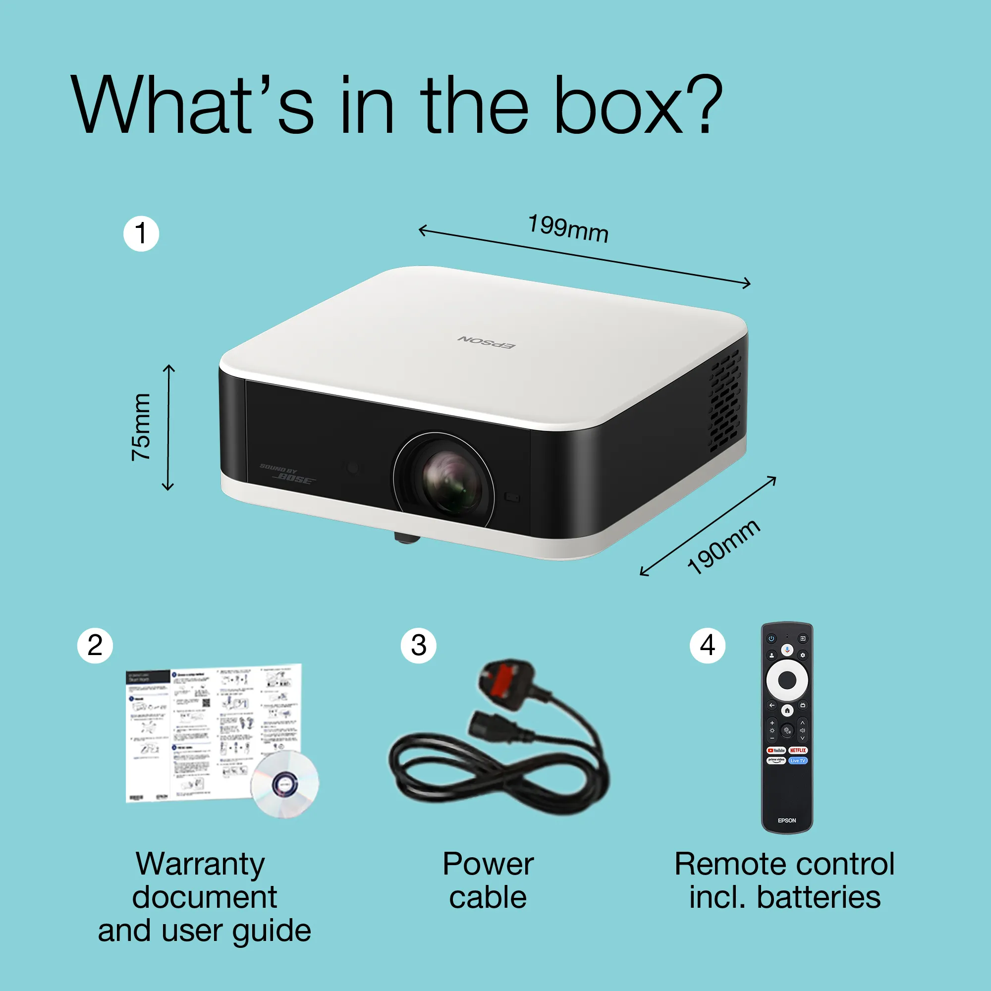 Epson Lifestudio Pop EF-61W Google TV 3LCD Full HD 700 ANSI lm Portable LED Projector, White
