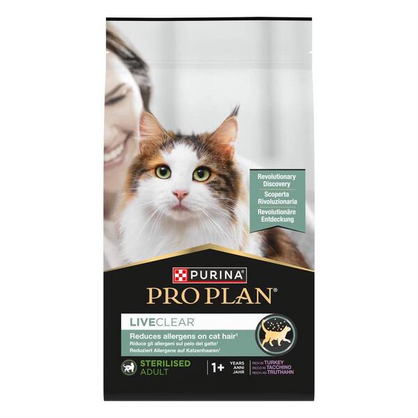 Purina Pro Plan LiveClear Sterilised Rich in turkey, Dry food for cats, Adult, 2.8kg