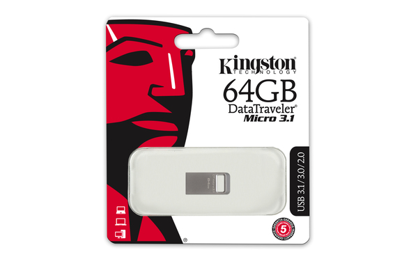 Kingston 64GB DataTraveler Micro 3.1 USB 3.0 - memory stick, Metallic