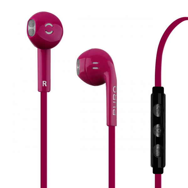 Puro Stereo Earbuds Earphone w/SmartRemote+mic DarkPink