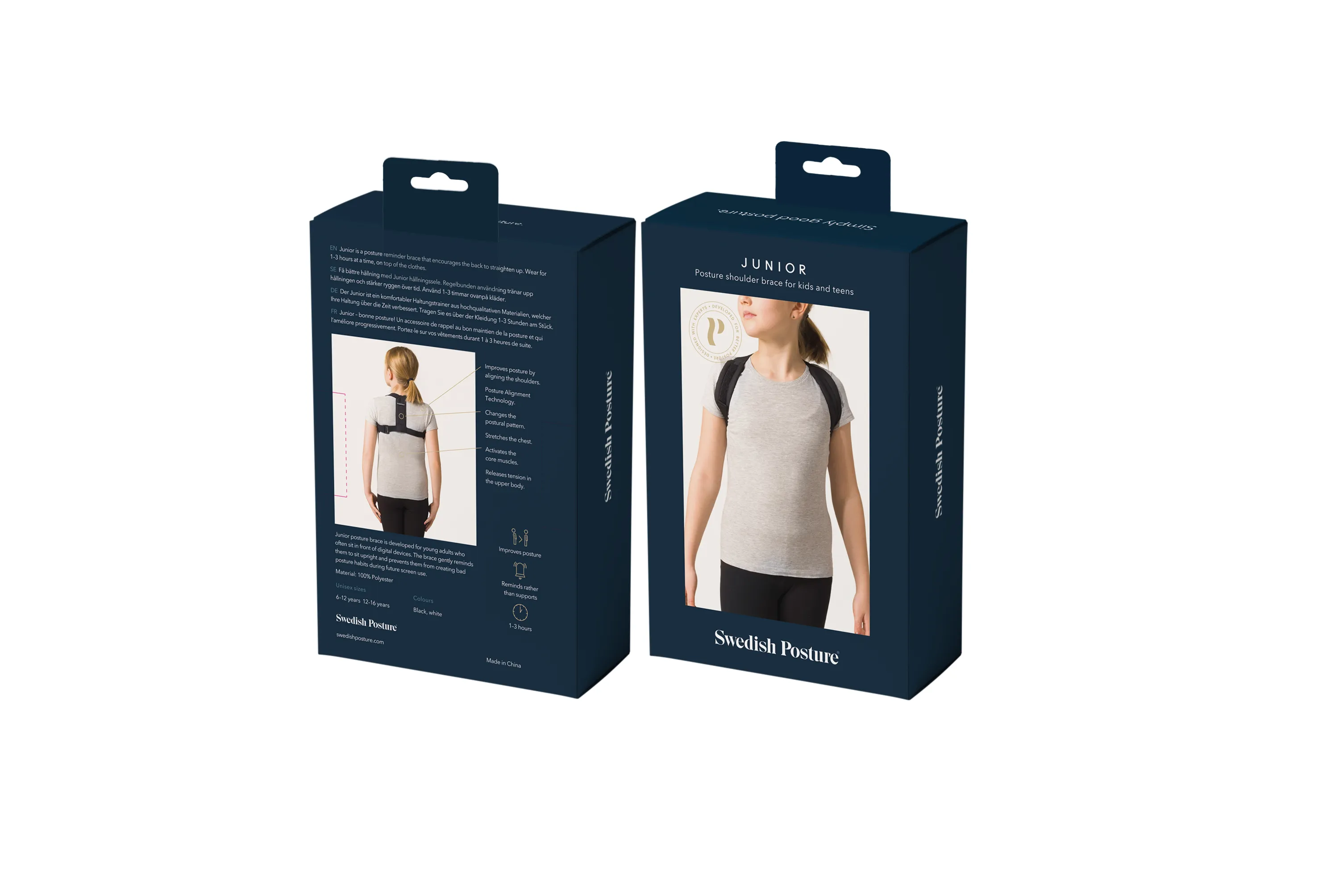 SWEDISH POSTURE Posture Brace Junior 12-16 Years White