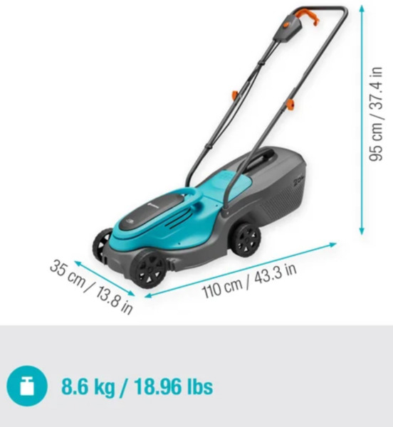GARDENA PowerMax 30/18V P4A Battery Lawnmower, 30 cm, 18V, 4 Ah, 150 m&sup2;, 25 L, Black/Green