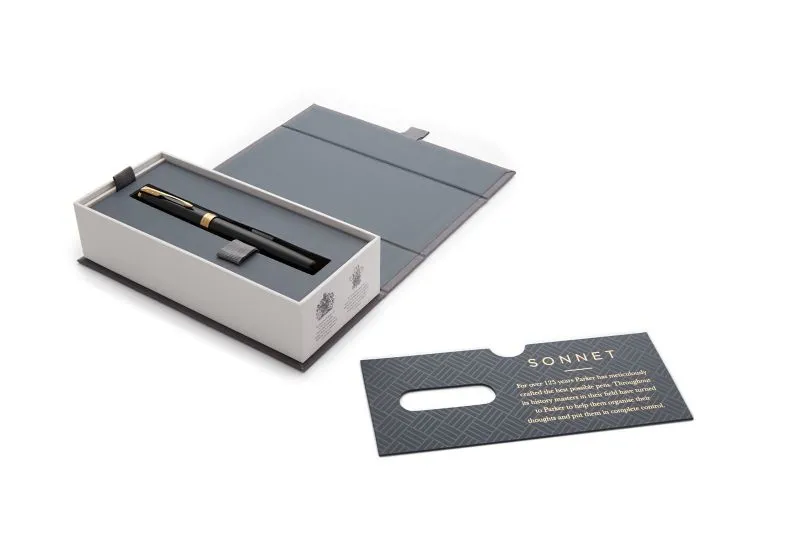 PARKER Sonnet Black Lacquer GT, Fine - t&auml;ytekyn&auml;, 1 kpl, sininen