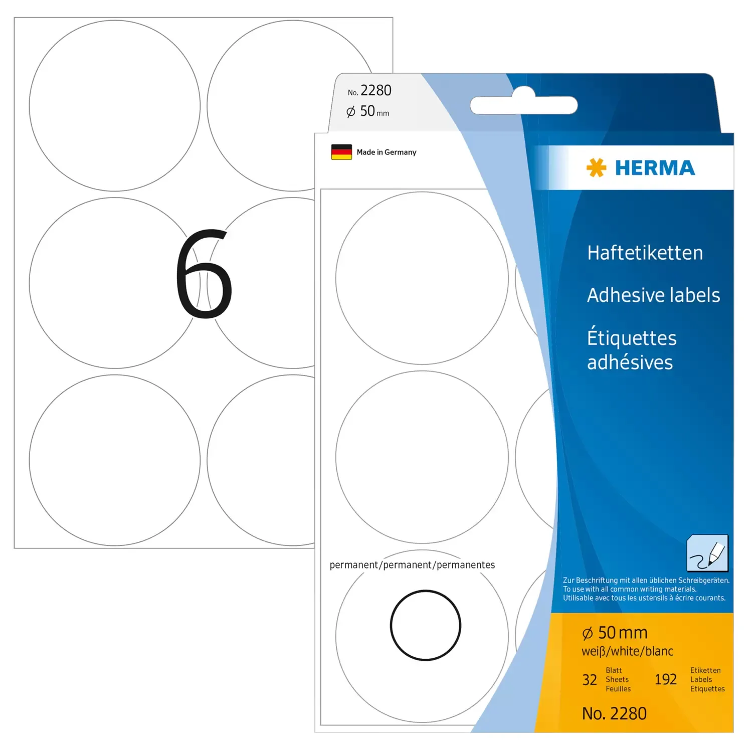 Herma label manual &oslash;50 white (192)