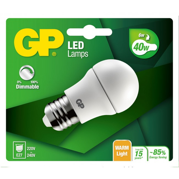 GP LED Lamp Mini Globe, E27, DIM, 6W (40W), 470lm