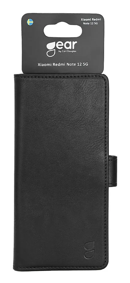 GEAR Wallet, Redmi Note 12 (5G) -lompakkokotelo, Musta