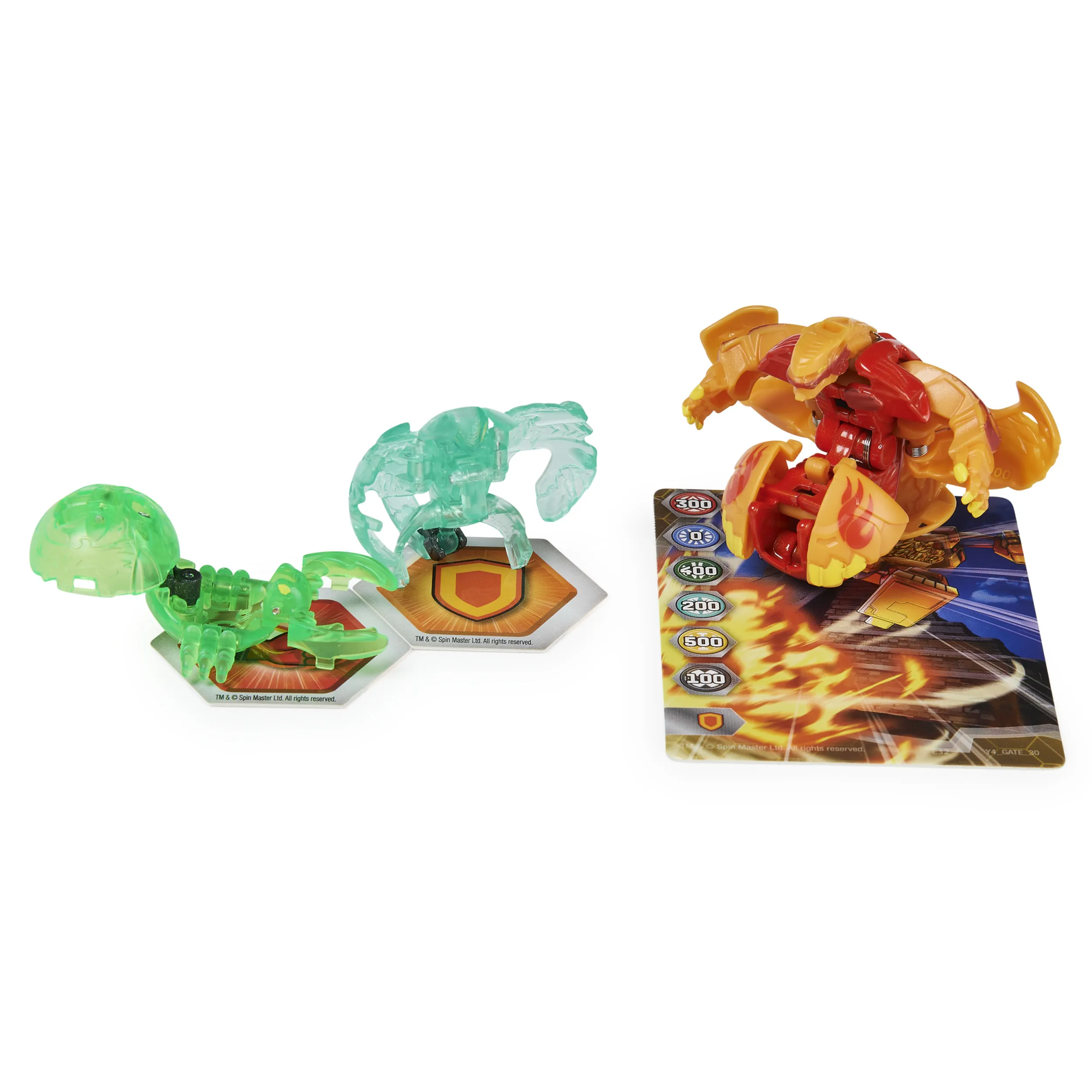 Spin Master Bakugan Evolutions Power Up 3-Pack Skill Game (with 1 Platinum Bakugan (Pyrus Wrath) and 2 Nanogan (Ventus Clutch, Haos Echo))