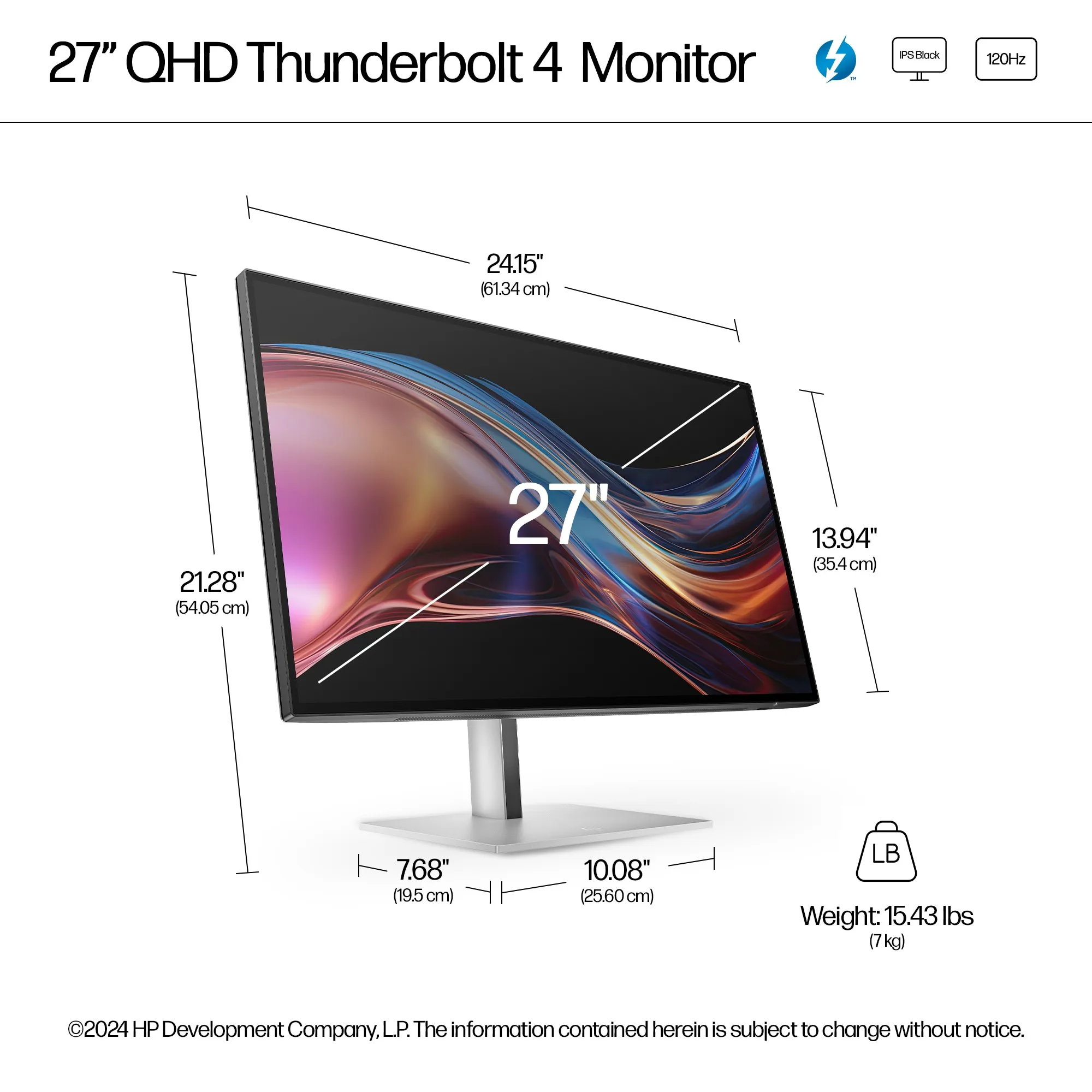 HP 727pu Series 7 Pro Docking Monitor 27inch IPS QHD 2560x1440 120Hz 16:9 400nits HDMI DP Black (EU)