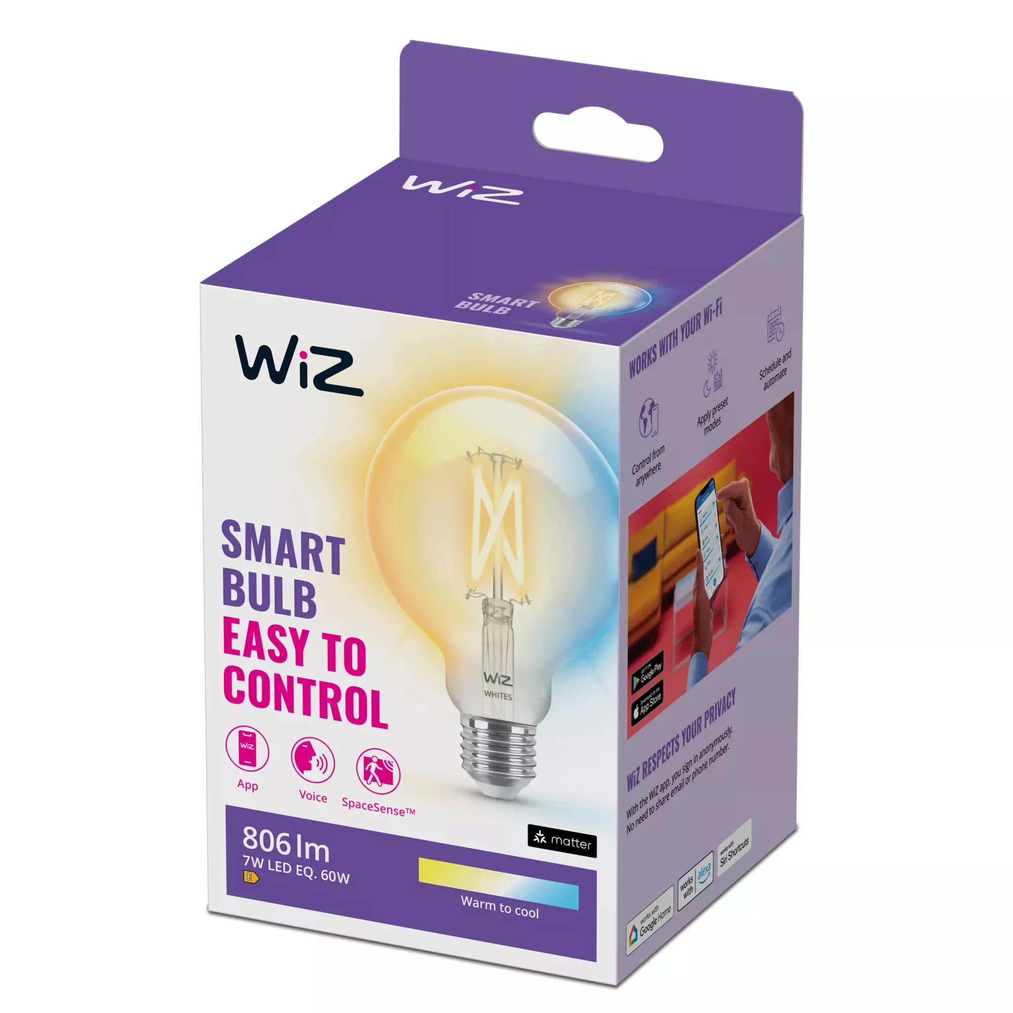 WiZ tunable white Filament G95 E27 -&auml;lylamppu