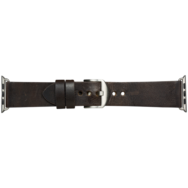 DBRAMANTE1928 BORNHOLM WATCH STRAP 44MM DARK BROWN/SILVER