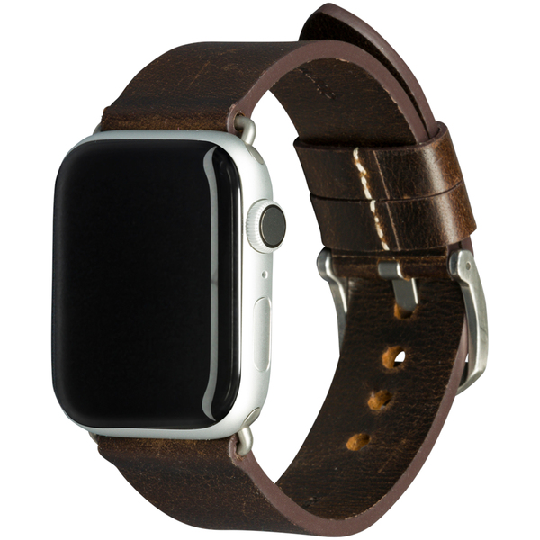 DBRAMANTE1928 BORNHOLM WATCH STRAP 44MM DARK BROWN/SILVER