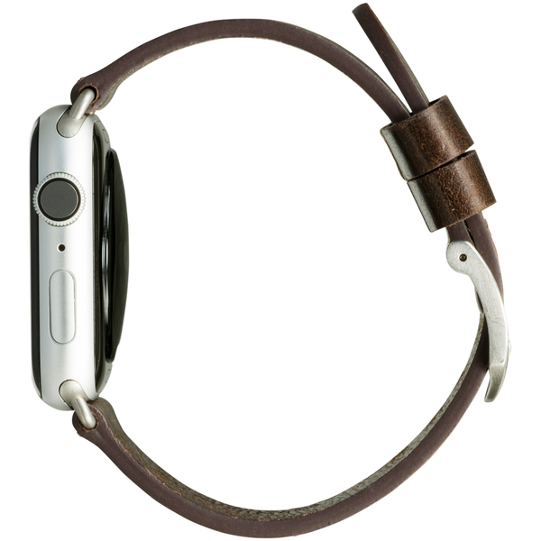 DBRAMANTE1928 BORNHOLM WATCH STRAP 44MM DARK BROWN/SILVER