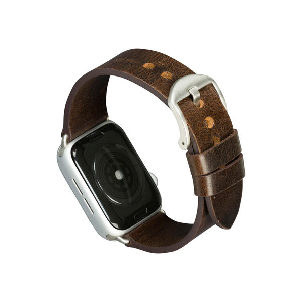 DBRAMANTE1928 BORNHOLM WATCH STRAP 44MM DARK BROWN/SILVER
