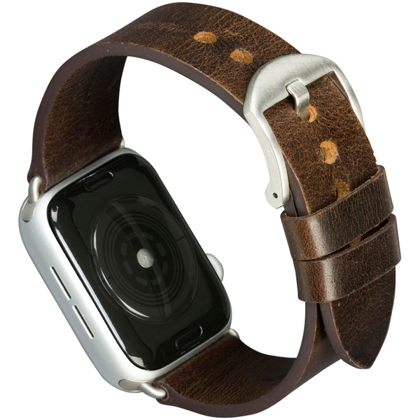 DBRAMANTE1928 BORNHOLM WATCH STRAP 44MM DARK BROWN/SILVER