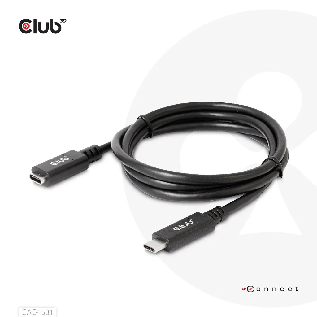 Club 3D CAC-1531 USB-C -jatkokaapeli, 60 W, 1 m, musta