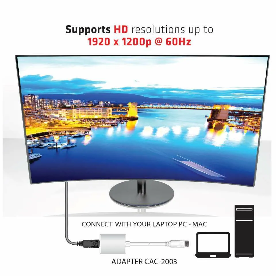 Club 3D  DisplayPort – VGA - adapter, Vit