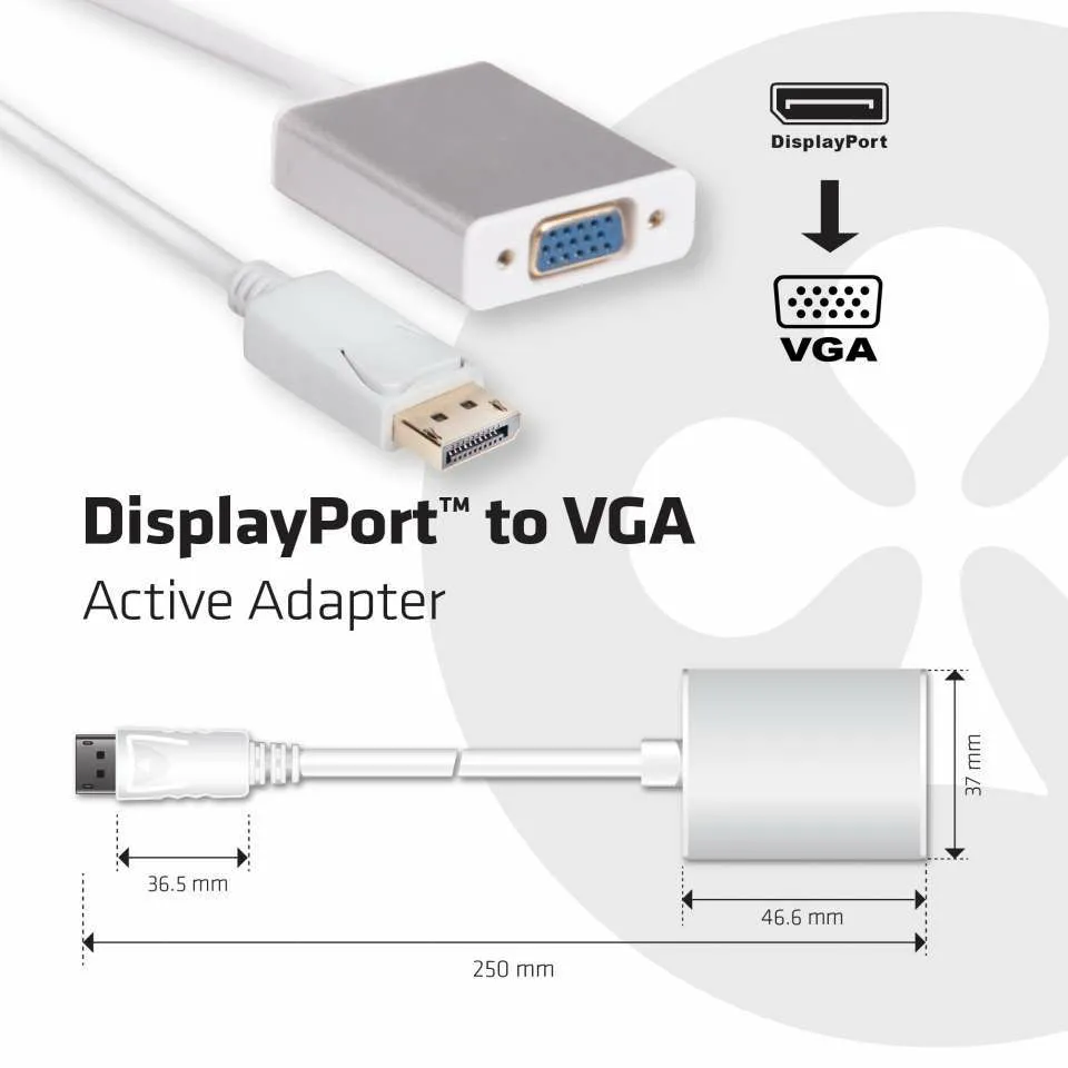 Club 3D CAC-2003 - Aktiv DisplayPort - VGA-adapter, Vit
