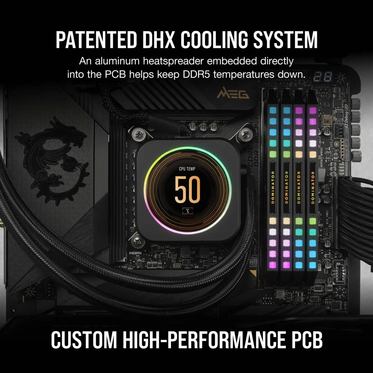 Corsair DOMINATOR PLATINUM RGB 32GB (2 x 16GB) DDR5 6400 MHz, CL32 Memory (XMP)
