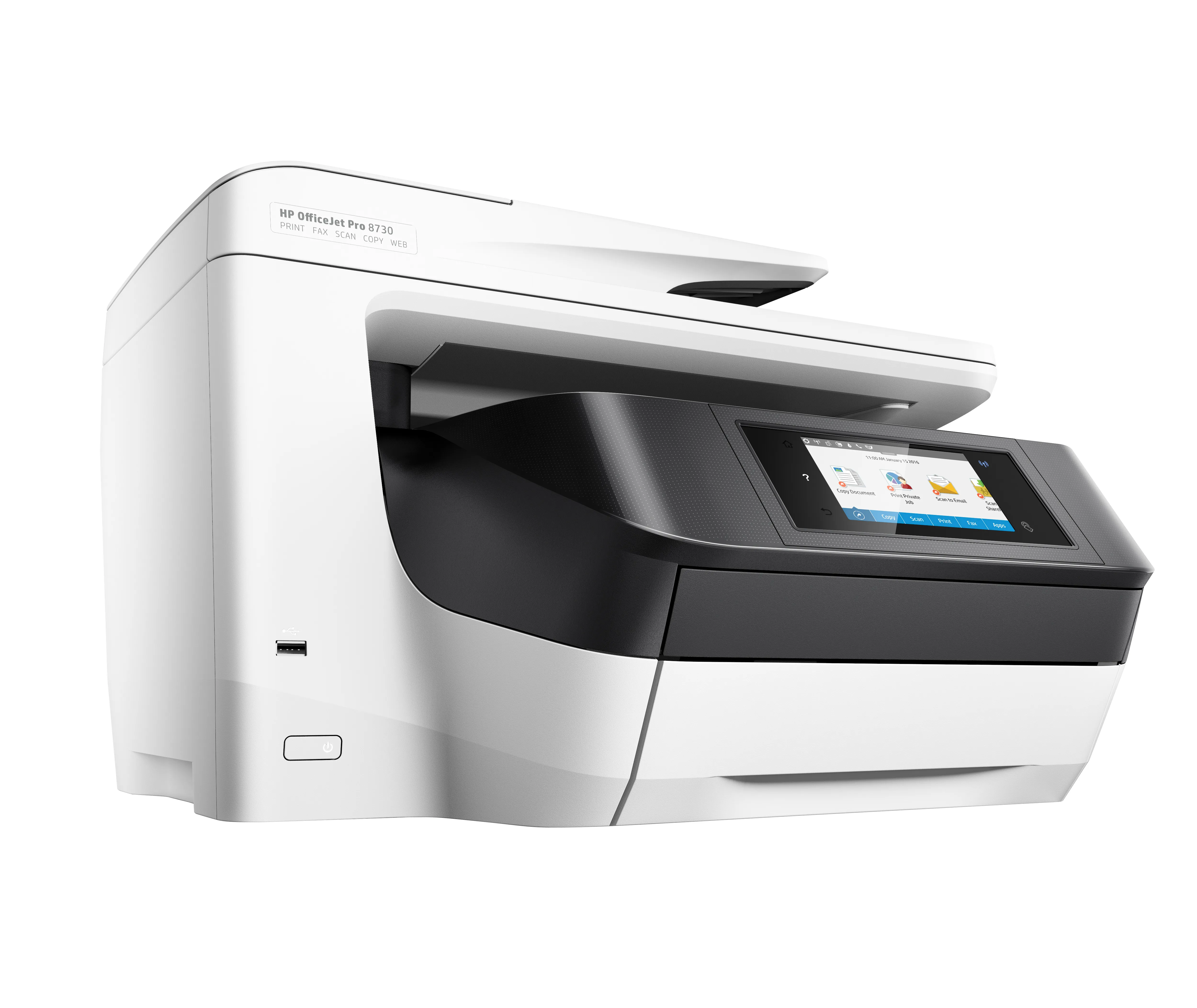 HP OfficeJet Pro 8730 All-in-One Duplex, LAN/Wi-Fi, A4 - f&auml;rgbl&auml;ckstr&aring;leskrivare