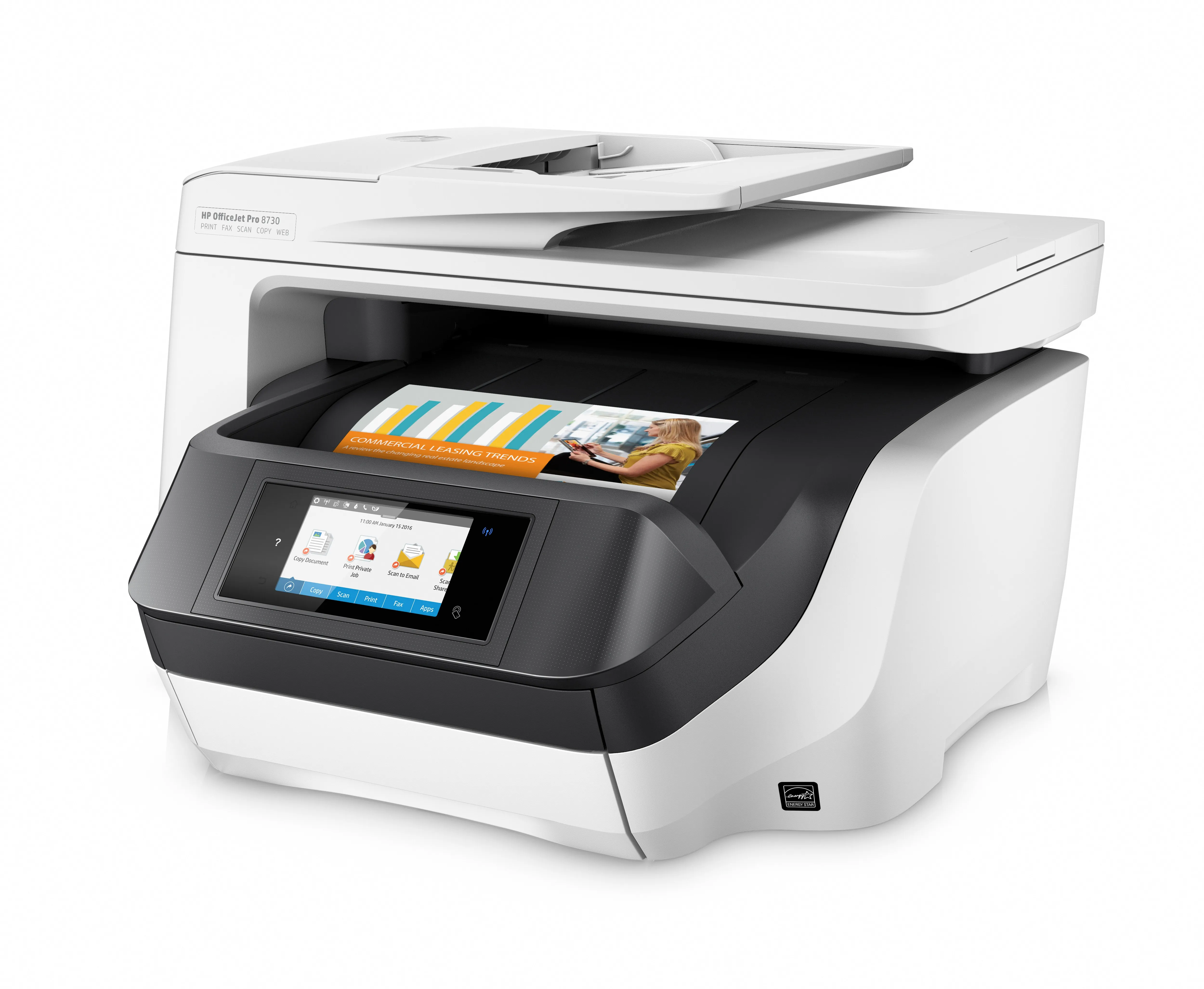 HP OfficeJet Pro 8730 All-in-One Duplex, LAN/Wi-Fi, A4 - f&auml;rgbl&auml;ckstr&aring;leskrivare