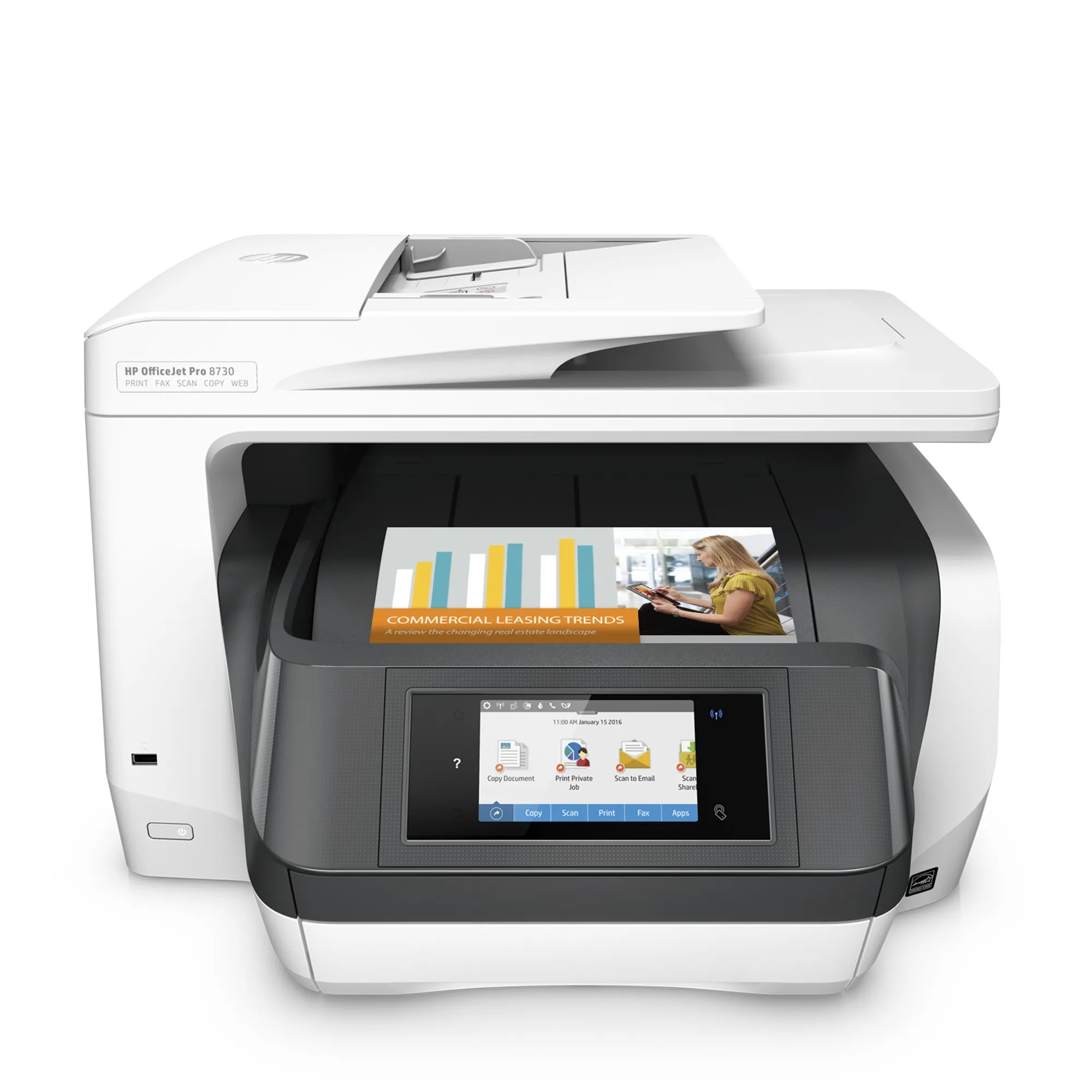 HP OfficeJet Pro 8730 All-in-One Duplex, LAN/Wi-Fi, A4 -v&auml;rimustesuihkutulostin