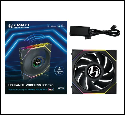 Lian Li UNI FAN TL LCD Wireless, 120mm, PWM, Fluid Dynamic Bearing, ARGB Fan, Black