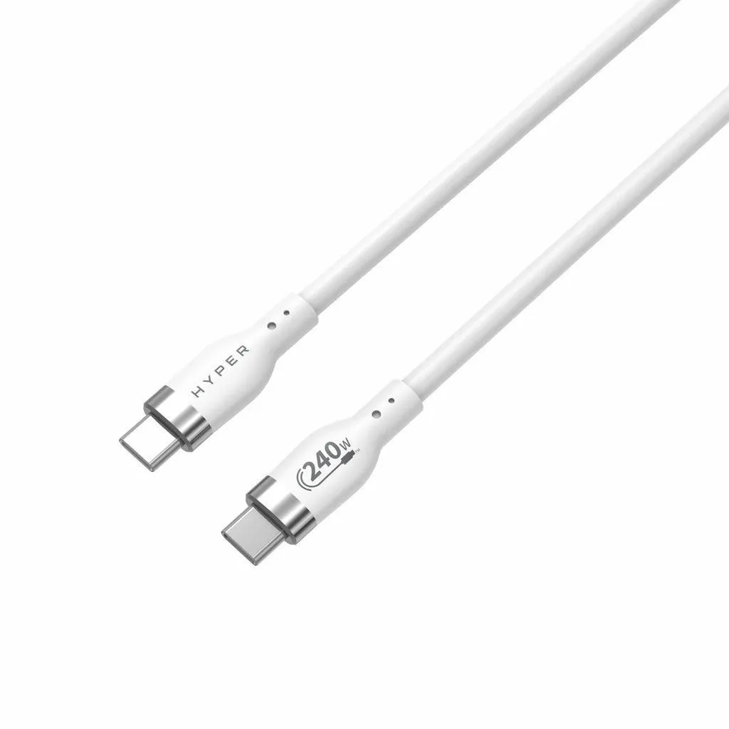 Hyper HyperJuice USB-C - USB-C 240W -kaapeli, Valkoinen, 1m