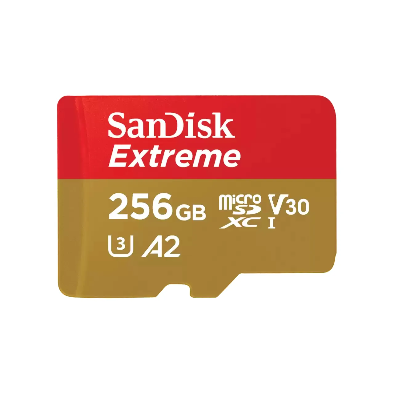 SanDisk Extreme 256GB MicroSDXC UHS-I U3 V30 A2 card with adapter