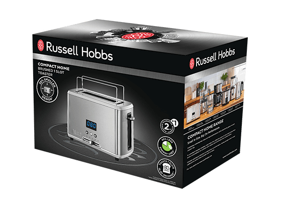 Russell Hobbs Compact Home -leiv&auml;npaahdin, 1 viipale,  Ruostumaton ter&auml;s