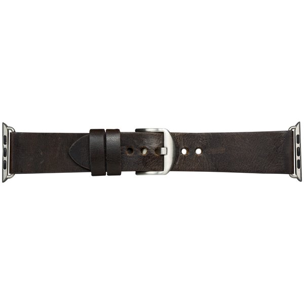 DBRAMANTE1928 BORNHOLM WATCH STRAP 44MM DARK BROWN/SILVER